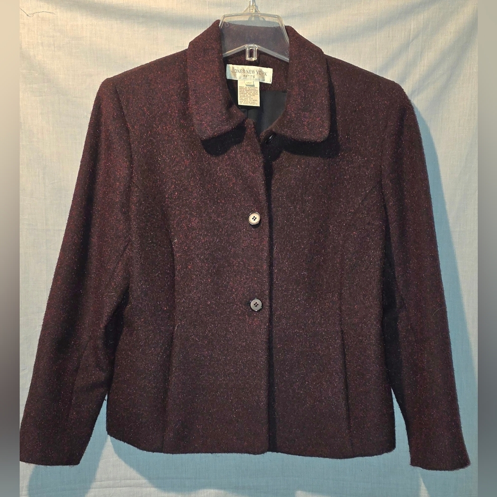 Jones New York Vintage Petite wool blend metallic blazer jacket size 14P